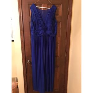 Long blue chiffon evening gown